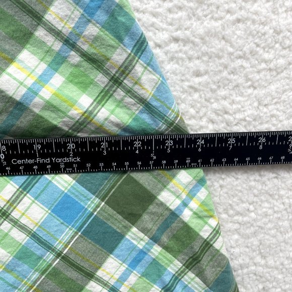 Y2K 2000s Vintage Gap Shift Dress 8 M Medium Green Blue Plaid Strapless Summer - Picture 9 of 12
